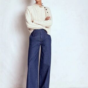 Boden Stitch Detail Wide Leg Jeans